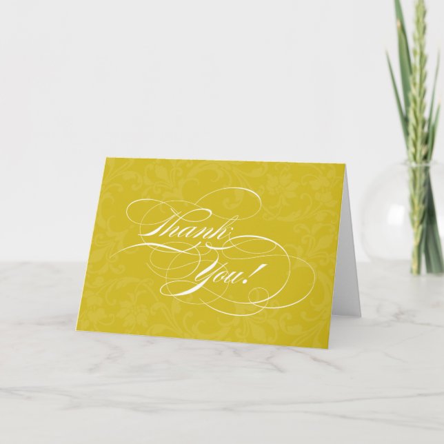 Seriously Scripty Golden Yellow Thank You Cards (Front)