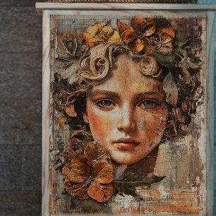 Seriously Serene Woman Decoupage Tissue Paper