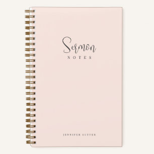 Sermon Notes Simple Minimal Blush Pink Calligraphy Notebook