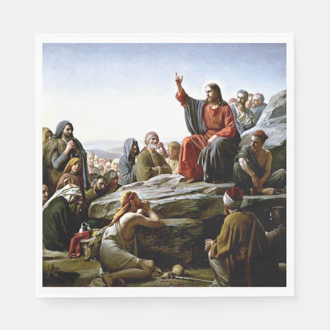 Sermon on the Mount - Carl Bloch painting Napkin (Front)
