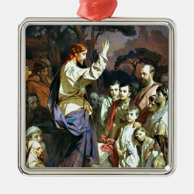 Sermon on the Mount, famous painting, Metal Ornament (Front)