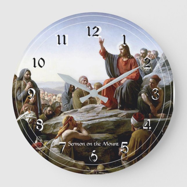 Sermon on the Mount, religious painting Large Clock (Front)
