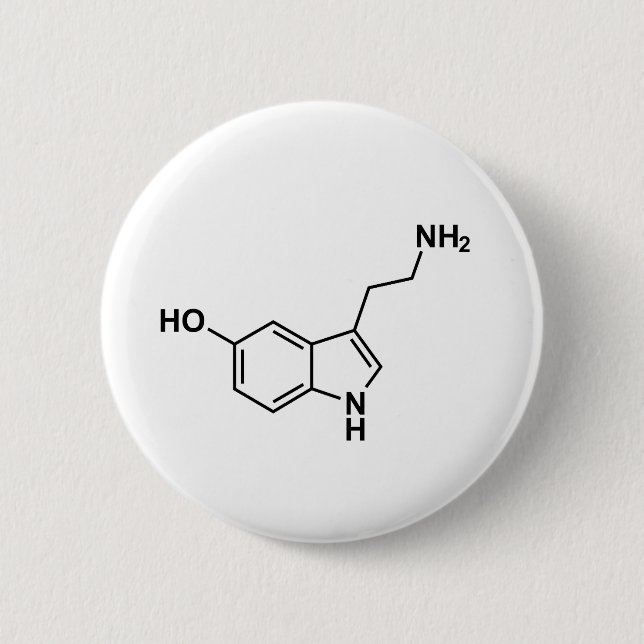 serotonin chemical formula science symbol elements 6 cm round badge (Front)