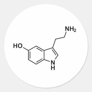 serotonin chemical formula science symbol elements classic round sticker