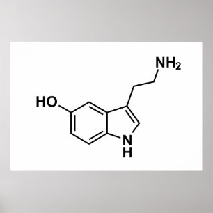 serotonin chemical formula science symbol elements poster