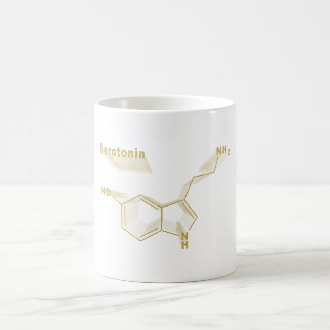 Serotonin Hormone Structural chemical formula gold Coffee Mug (Center)
