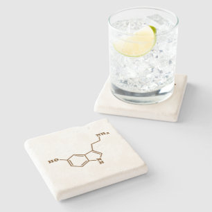 Serotonin Molecular Chemical Formula Stone Coaster