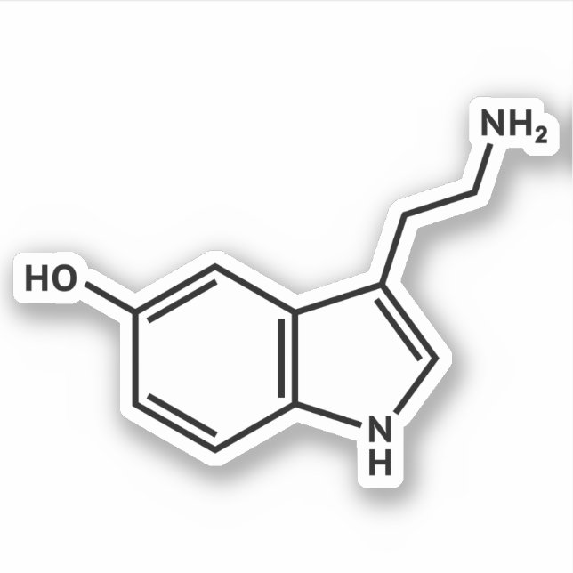Serotonin molecule molecular structure (Front)