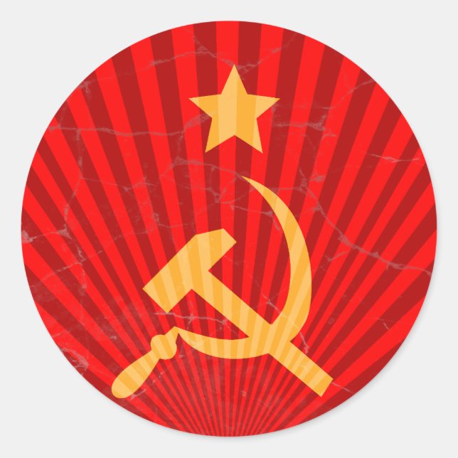 Serp i molot classic round sticker (Front)