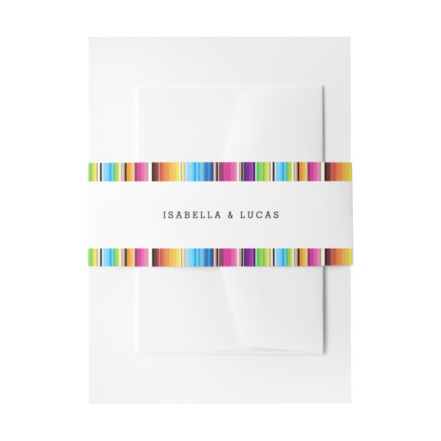 Serpae Spring Stripes Wedding Invitation Belly Band (Front Example)