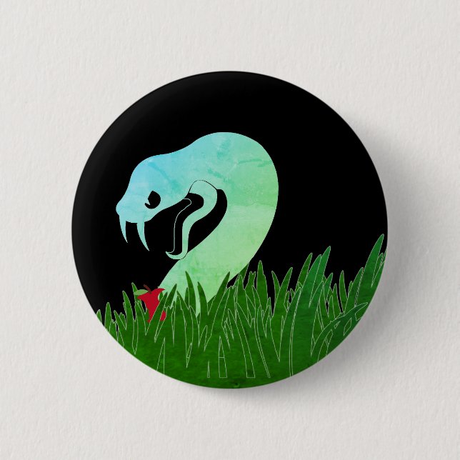 Serpent and apple BLACK pin/  6 Cm Round Badge (Front)