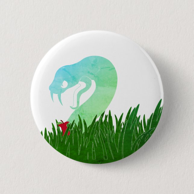 Serpent and apple pin/  6 cm round badge (Front)