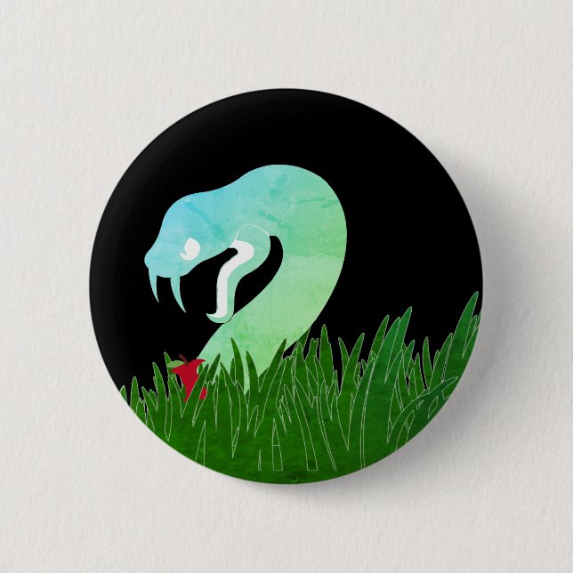 Serpent and apple pin/  6 cm round badge (Front)