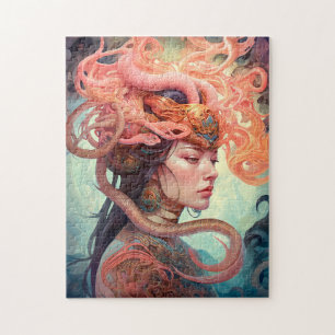 Serpent Hair Lady Fantasy Art Jigsaw Puzzle