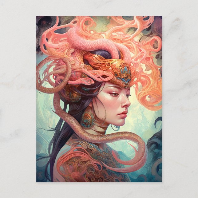 Serpent Hair Lady Fantasy Art Postcard (Front)