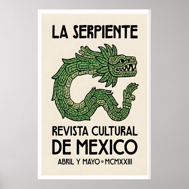 Serpent Illustration Print Typography Wall Art (Front)