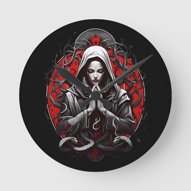 Serpent Priestess of the Shadow Grove Round Clock (Front)