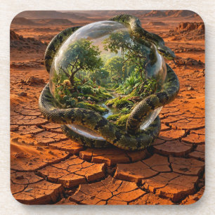 Serpent & the Orb of Eden Surreal Dreamscape Coaster