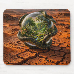 Serpent & the Orb of Eden Surreal Dreamscape Mouse Pad