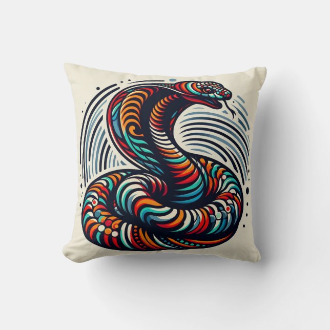Serpentine Comfort: Cobra-Shaped Pillow for Exotic (Front)