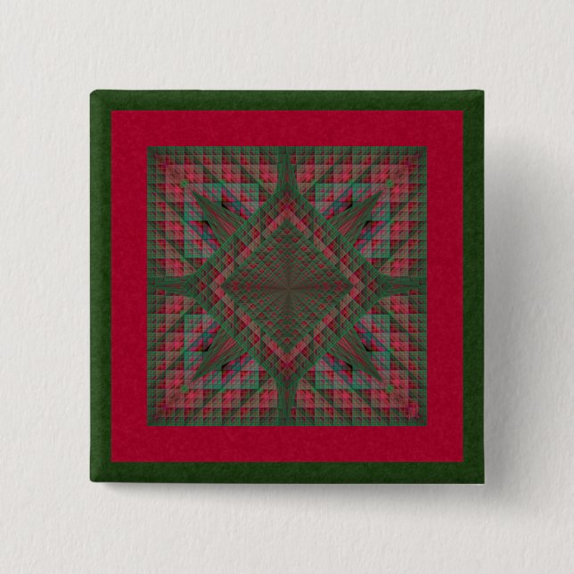 Serpinski's Squares Quilted Christmas Fractal 15 Cm Square Badge (Front)