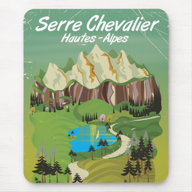 Serre Chevalier, France ski travel poster Mouse Pad (Front)