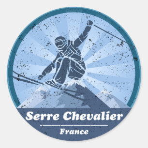 Serre Chevalier Ski resort - Skier Classic Round Sticker