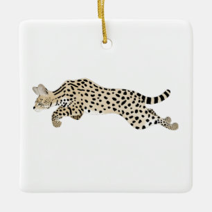 Serval Cat Ceramic Ornament