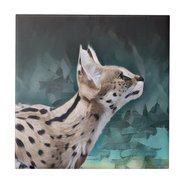 Serval Cat Ceramic Tile (Front)