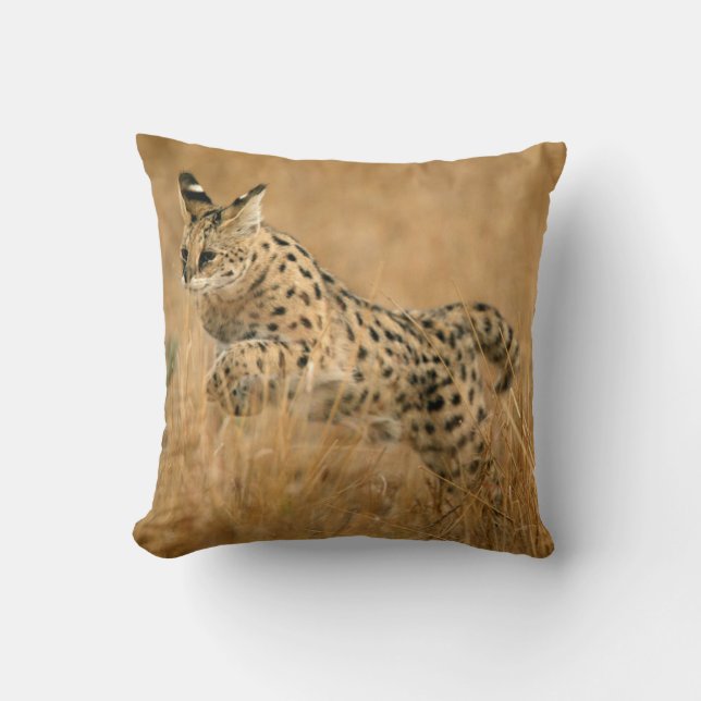 Serval (Leptailurus Serval) Jumping Cushion (Front)