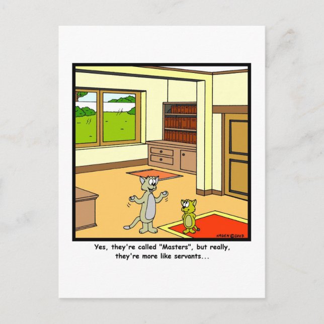 Servants: Cat cartoon Postcard (Front)