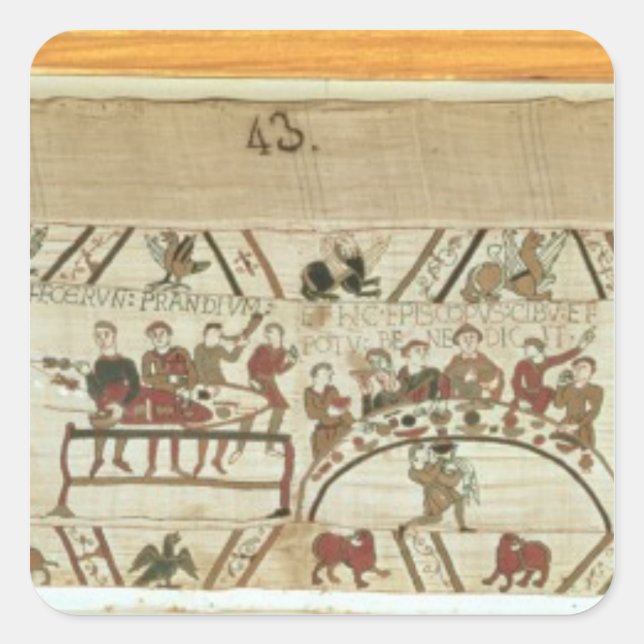 Servants preparing a banquet for William I Square Sticker (Front)