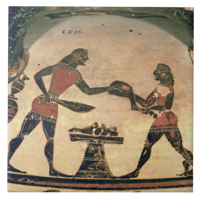 Servants Preparing Food for a Symposium, detail fr Ceramic Tile (Front)