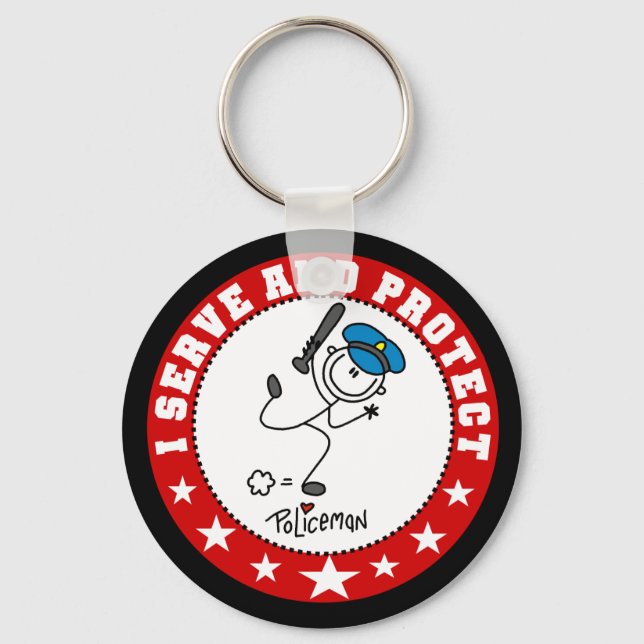 Serve and Protect Policeman Key Ring (Front)