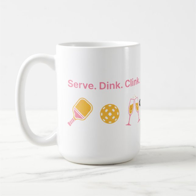 Serve Dink Clink Funny Pickleball Wine Social Club Coffee Mug (Left)