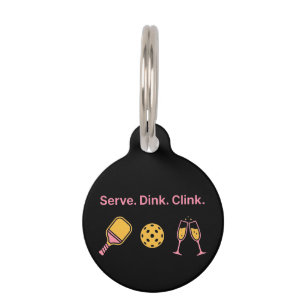 Serve Dink Clink Funny Pickleball Wine Social Club Pet Tag