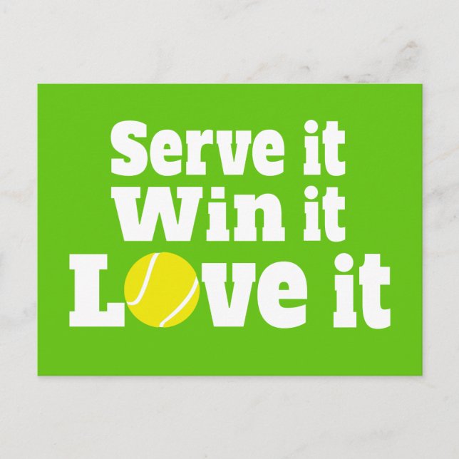 serve it, win it, love it tennis sports postcard (Front)