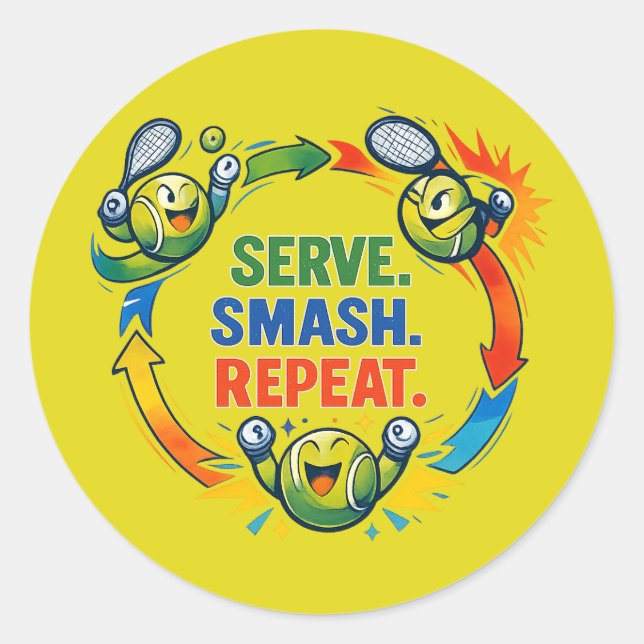 Serve Smash Repeat Funny Tennis Quote Sticker (Front)
