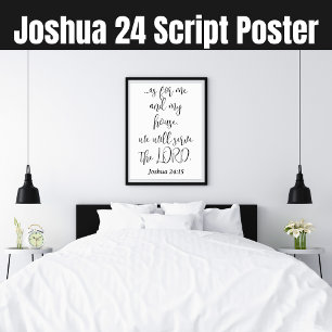 Serve the Lord KJV Bible Verse Joshua 24 Script Poster