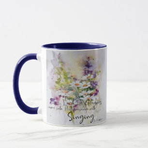 Serve the Lord with gladness floral  Mug