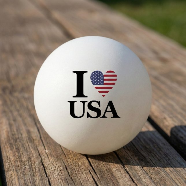 Serve Up Spirit: "I ❤️ USA" Ping Pong Ball (Add Some Red, White, and Blue to Your Game.)