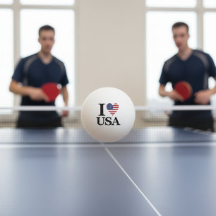 Serve Up Spirit: "I ❤️ USA" Ping Pong Ball