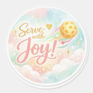 “Serve with Joy – Pastel Pickleball Round Sticker” Classic Round Sticker