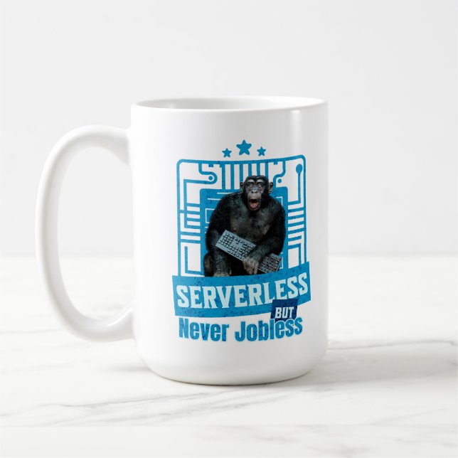 Serverless Funny Monkey Developer Humour Coffee Mug (Left)