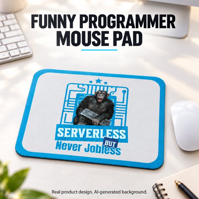 Serverless Funny Monkey Developer Humour Mouse Pad (Creator Uploaded)