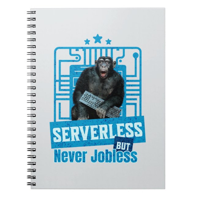 Serverless Funny Monkey Developer Humour Notebook (Front)