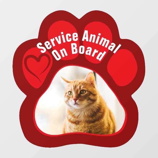 Service Animal On Board Paw Print Photo Cat (Sheet)