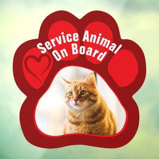 Service Animal On Board Paw Print Photo Cat