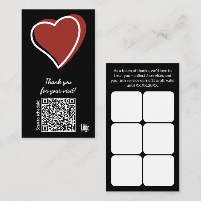 Service Business Valentine's Day QR Thank You Loyalty Card (Front/Back)