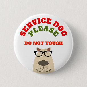 Service dog 6 cm round badge